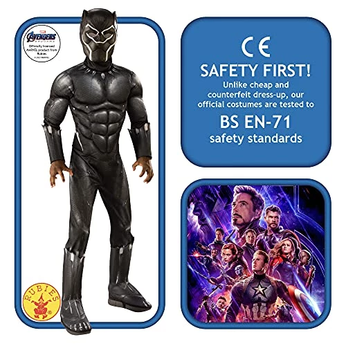 Rubie's Official Marvel Avengers Endgame Black Panther Deluxe Childs Costume, Kids Superhero Fancy Dress 4 Rubie's Official Marvel Avengers Endgame Black Panther Deluxe Childs Costume, Kids Superhero Fancy Dress - Image 2