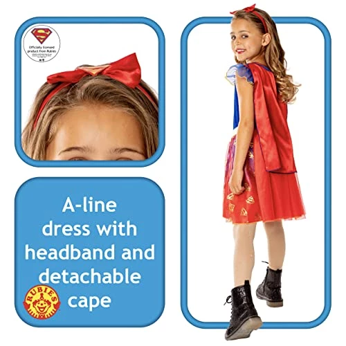 Rubie's Official DC Supergirl Deluxe Child Dress, Kids Superhero Fancy Dress 4 Rubie's Official DC Supergirl Deluxe Child Dress, Kids Superhero Fancy Dress - Image 2