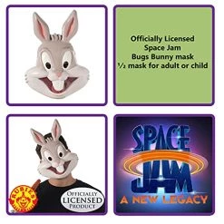 Rubie's Unisex Warner Bros. Space Jam Bugs Bunny Plastic Half-Mask, One Size -Rubie's Shop 51sNGPElZMS