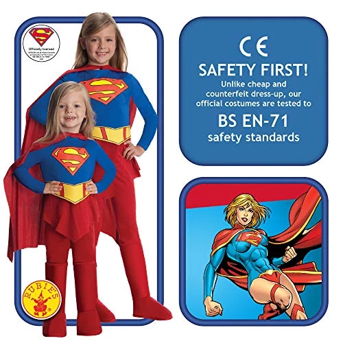 Rubie's Official DC Comics Supergirl Deluxe Girls Costume, Kids Fancy Dress Super Hero 4 Rubie's Official DC Comics Supergirl Deluxe Girls Costume, Kids Fancy Dress Super Hero - Image 2