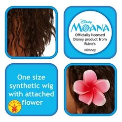 Rubie's Official Disney Moana Wig With Flower Costume Accessory, Brown, One -Rubie's Shop 51yH2wq8yiL