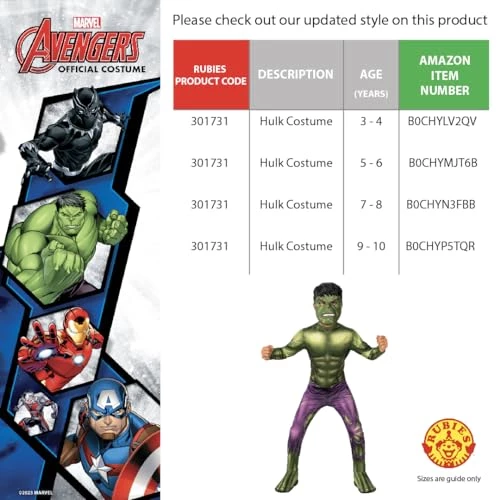 Rubie's Official Marvel Avengers Hulk Classic Childs Costume, Kids Superhero Fancy Dress 7 Rubie's Official Marvel Avengers Hulk Classic Childs Costume, Kids Superhero Fancy Dress - Image 5