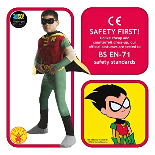 Rubie's Official DC Comic Teen Titan Robin Muscle Chest Child Costume, Superhero Fancy Dress 4 Rubie's Official DC Comic Teen Titan Robin Muscle Chest Child Costume, Superhero Fancy Dress - Image 2